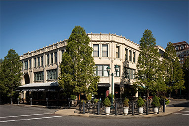 exterior of grove arcade in downtown asheville